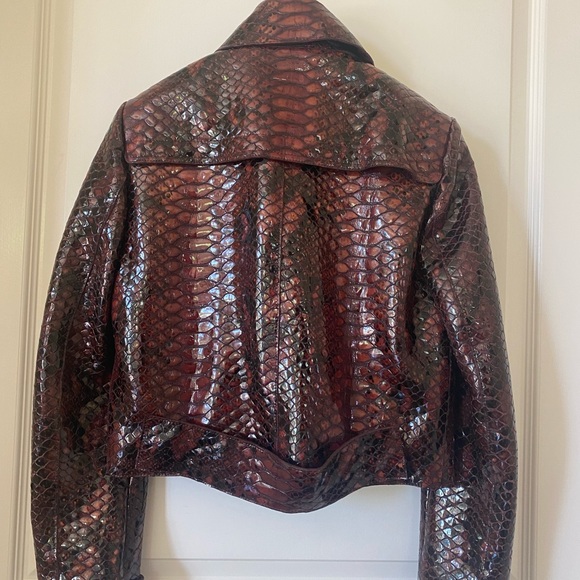 Burberry Prorsum Oxblood Python Print Leather Jacket - Picture 3 of 11